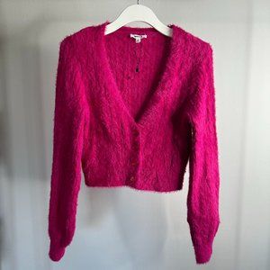 Garage Fuzzy Cardigan Barbie Pink -NWOT